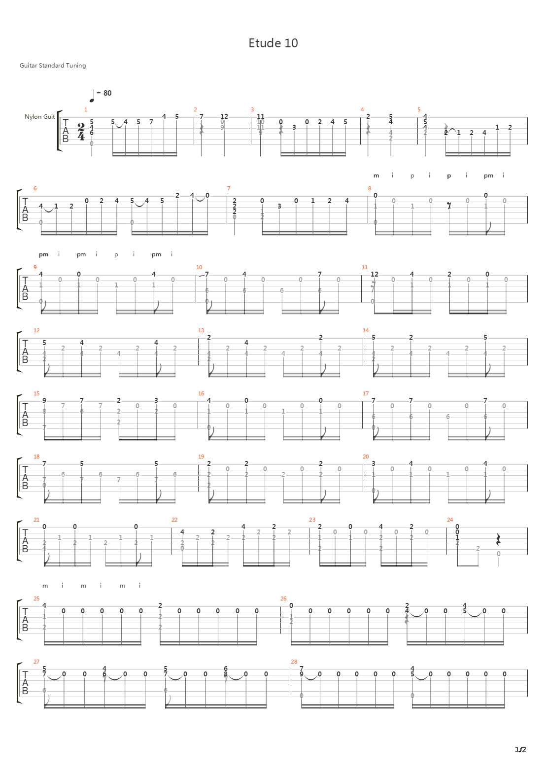 Etude 10吉他谱