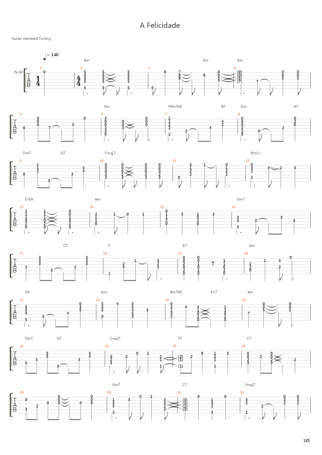 A Felicidade吉他谱