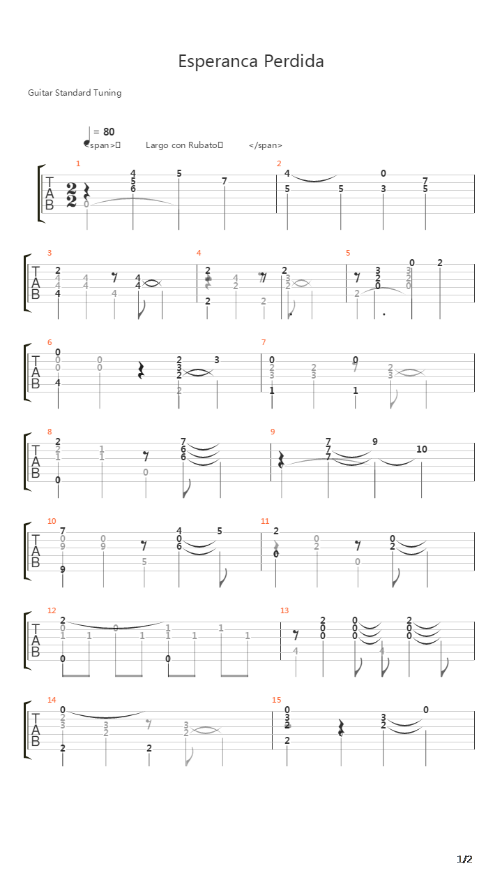 Esperanca Perdida吉他谱