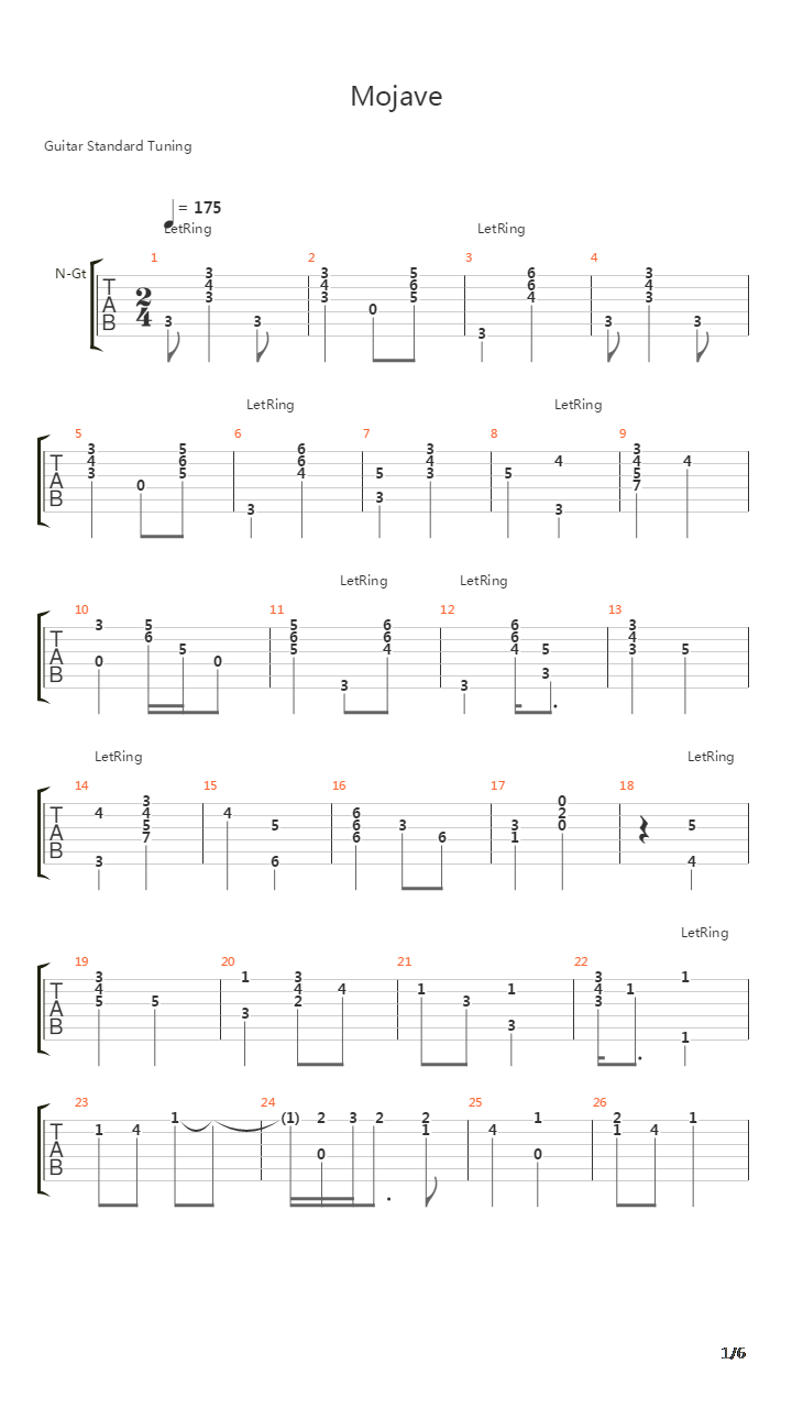 Mojave吉他谱