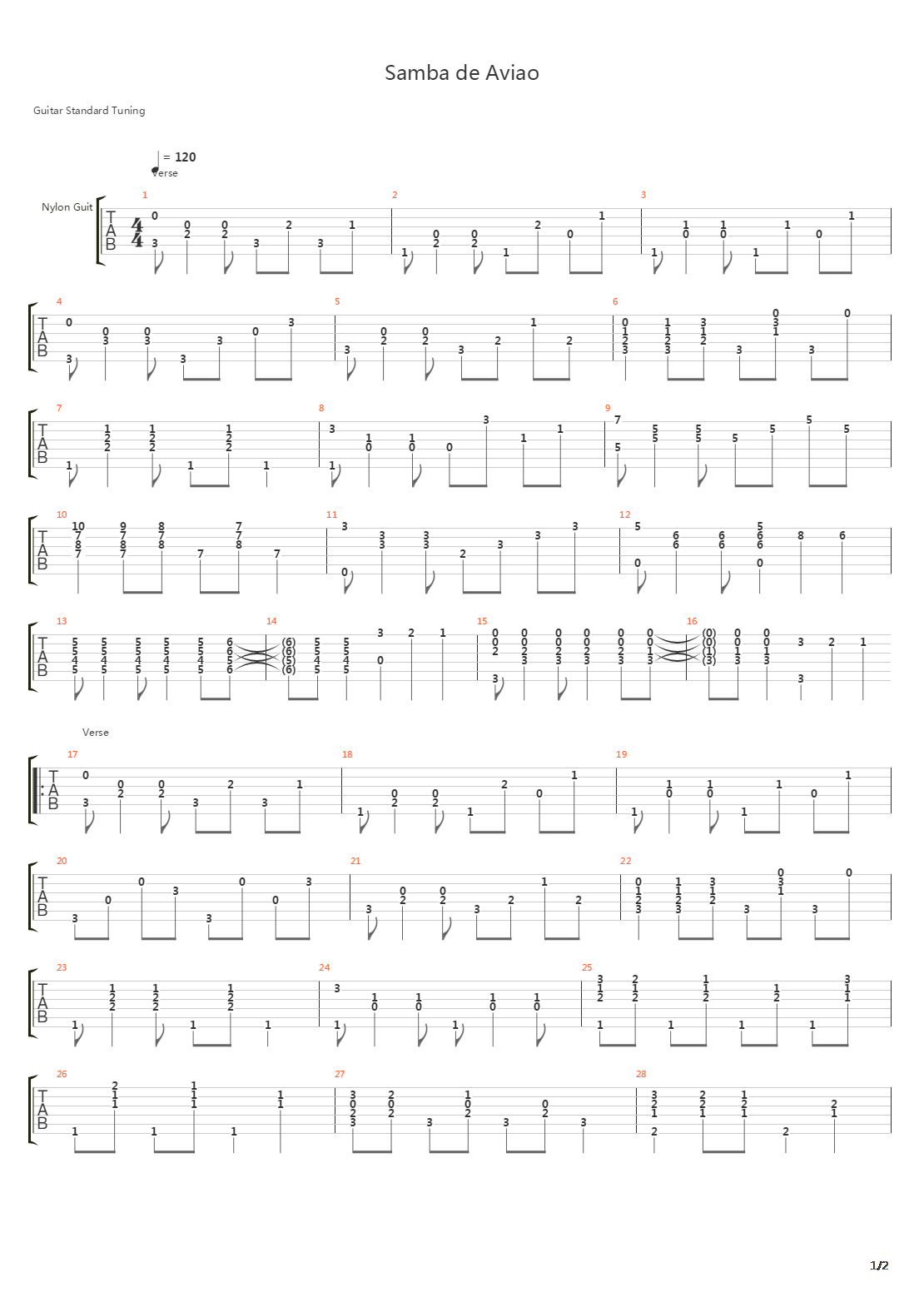 Samba de Aviao吉他谱