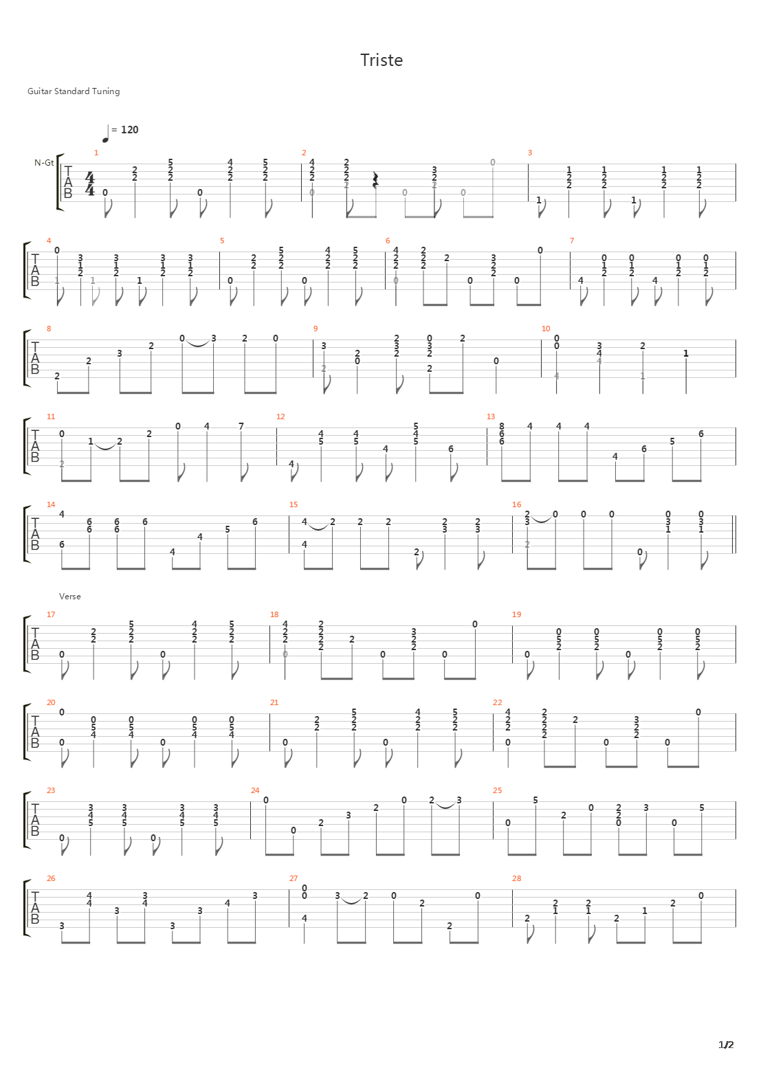 Triste吉他谱