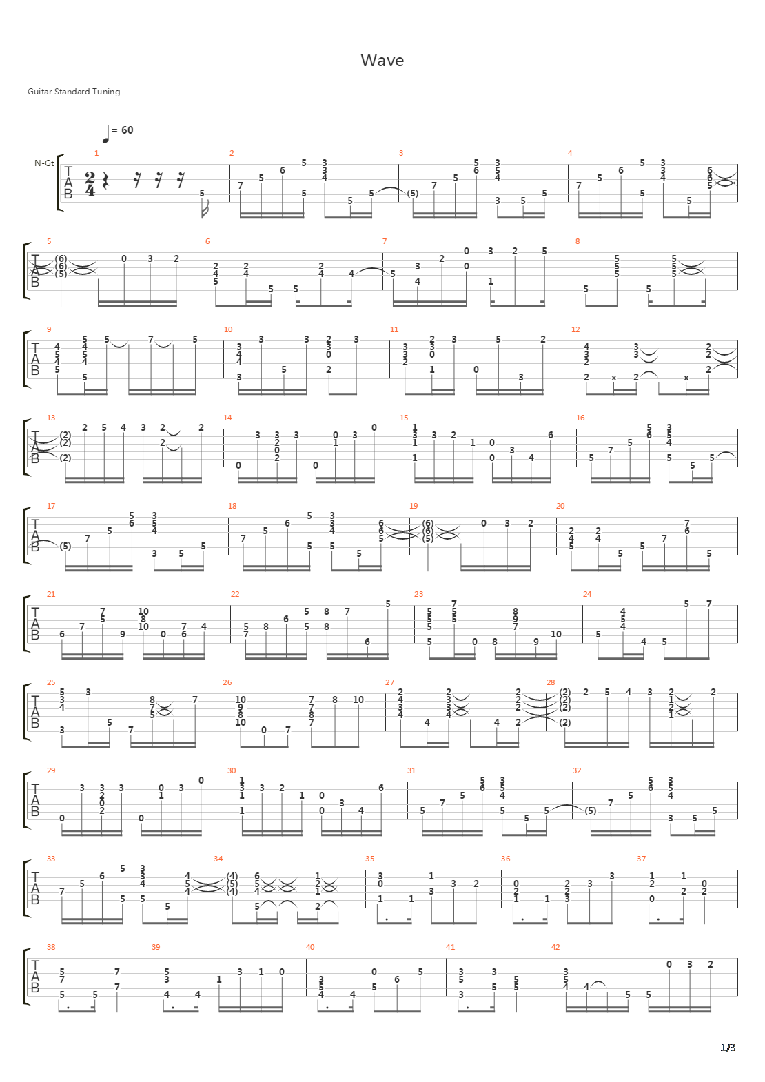 Wave吉他谱
