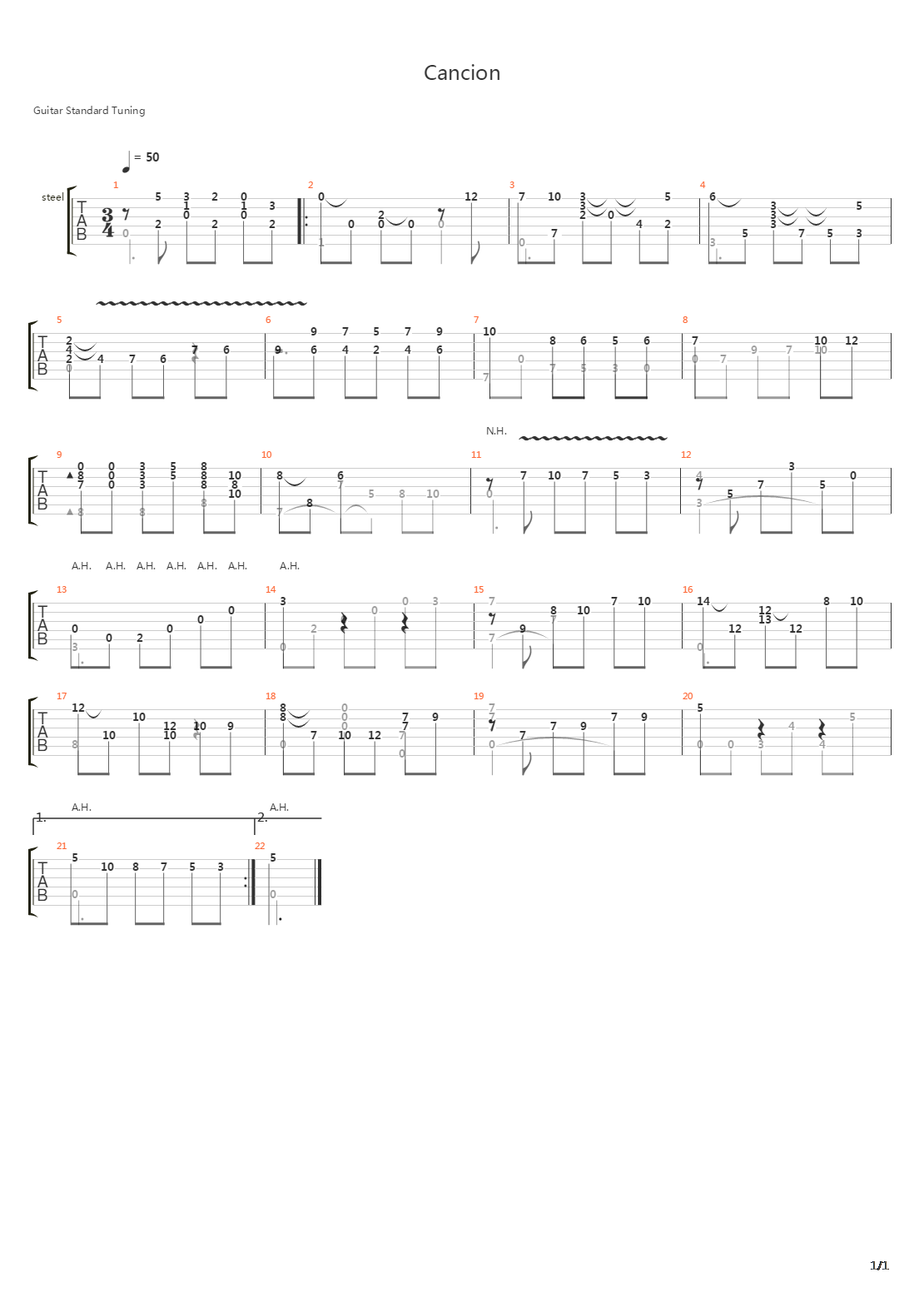 Cancion吉他谱