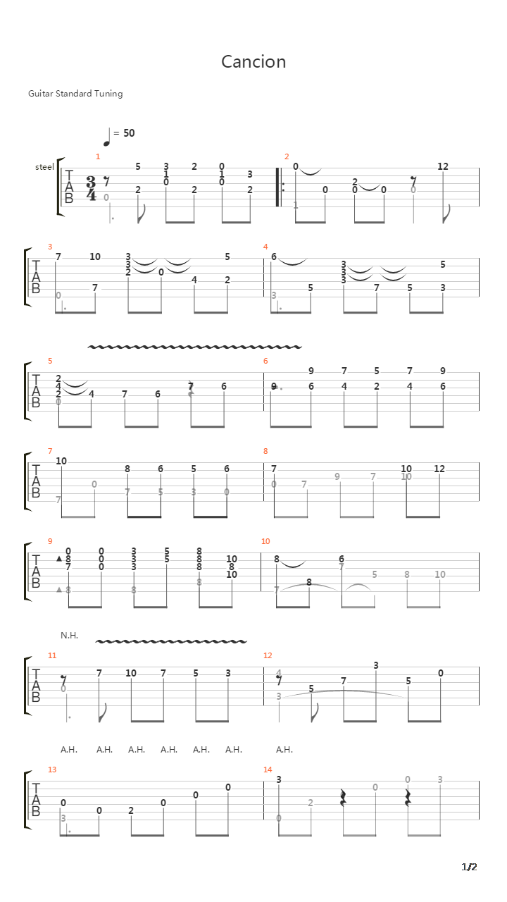 Cancion吉他谱