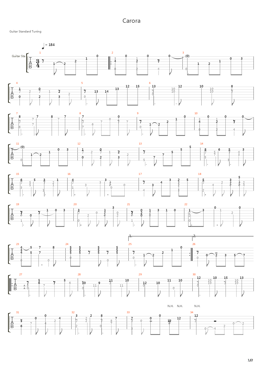 Carora吉他谱