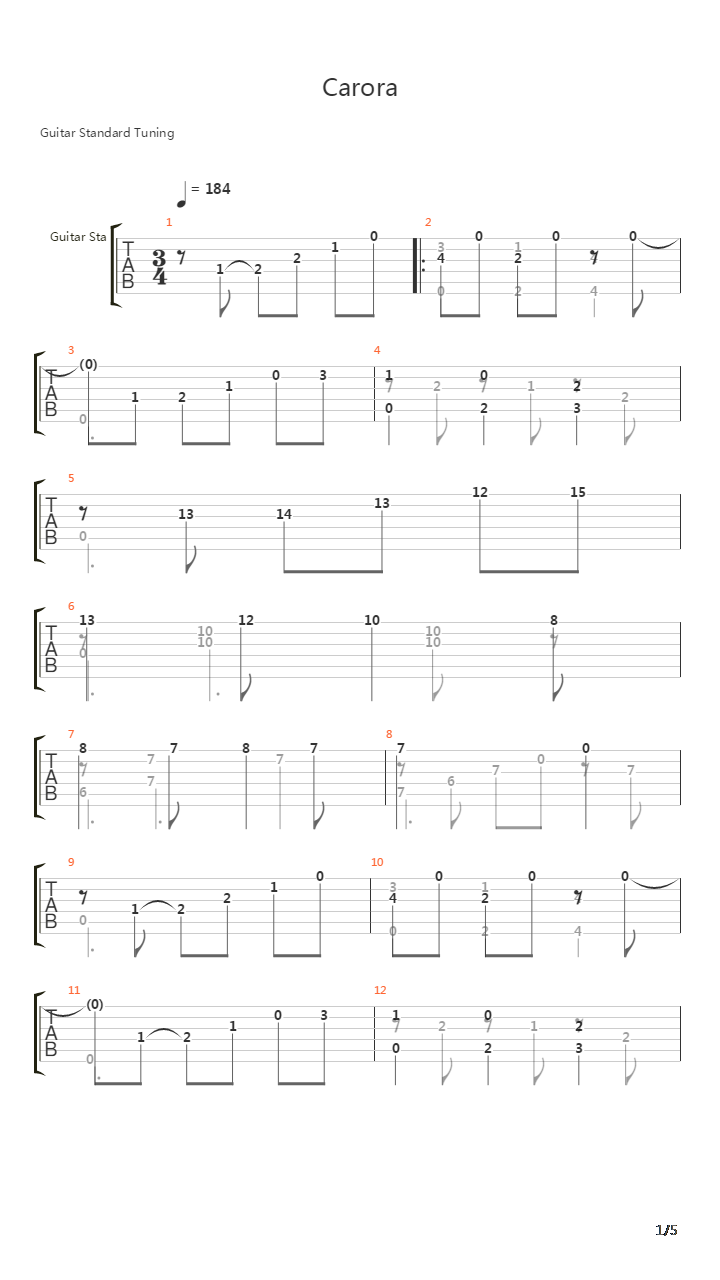 Carora吉他谱