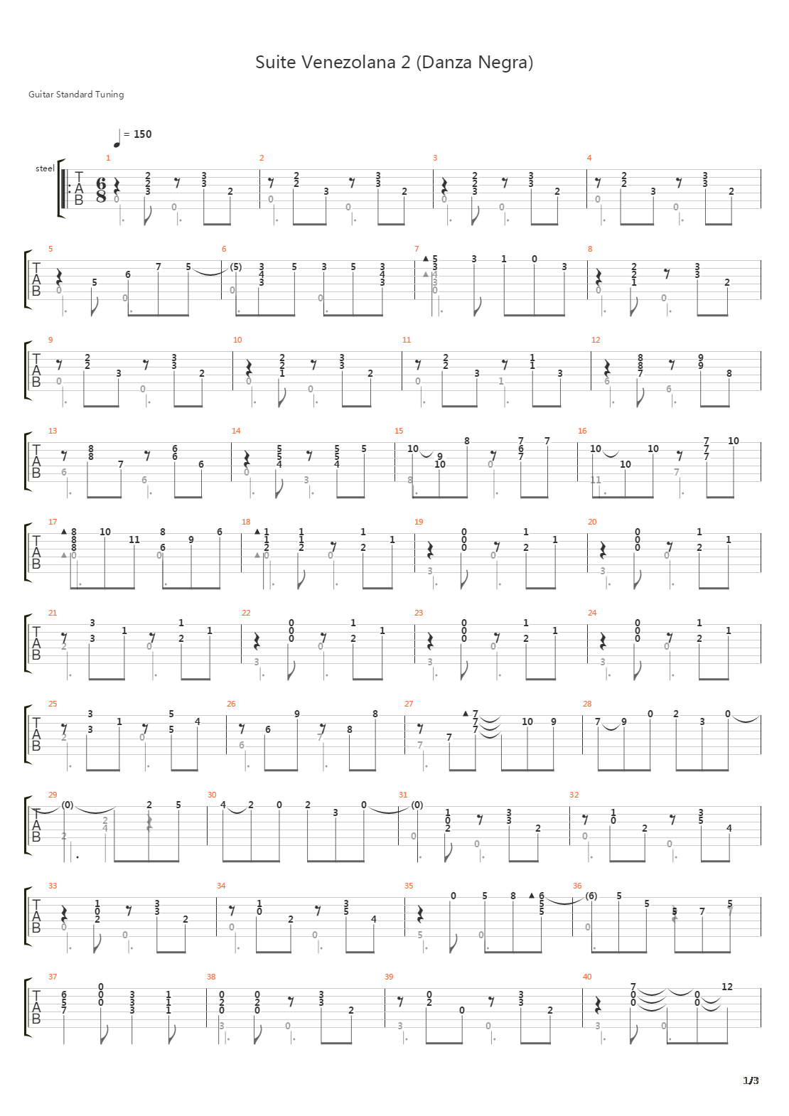 Suite Venezolana 2 (Danza Negra)吉他谱