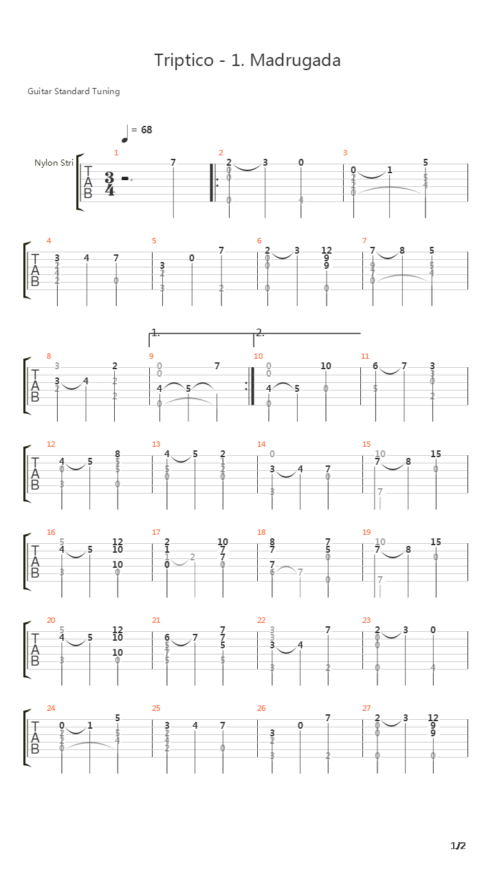 Triptico-2 Madrugada吉他谱