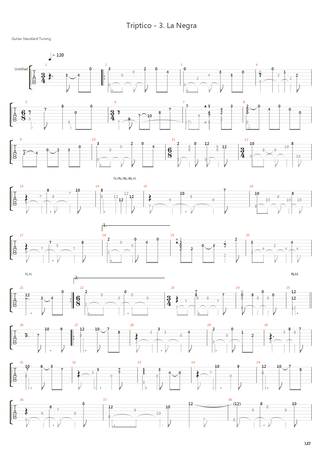 Triptico-3 La Negra吉他谱