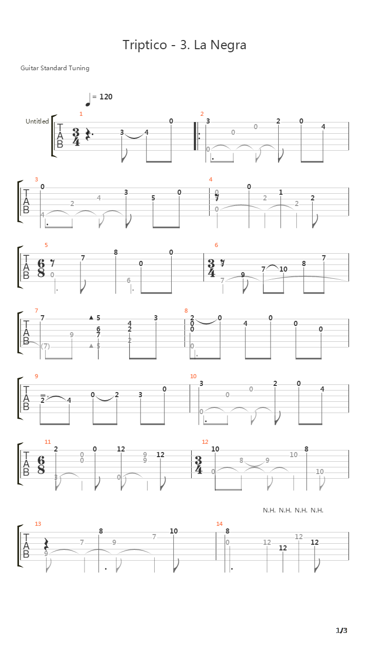 Triptico-3 La Negra吉他谱