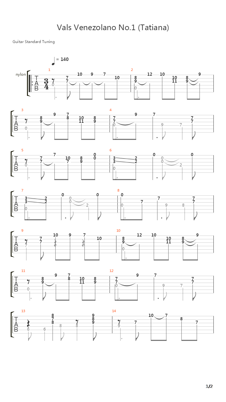 Vals Venezolano No.1 (Tatiana)吉他谱