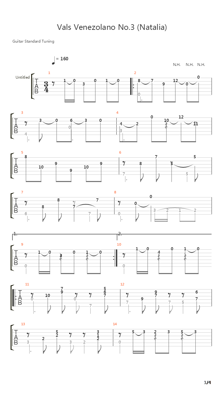Vals Venezolano No.3 (Natalia)吉他谱