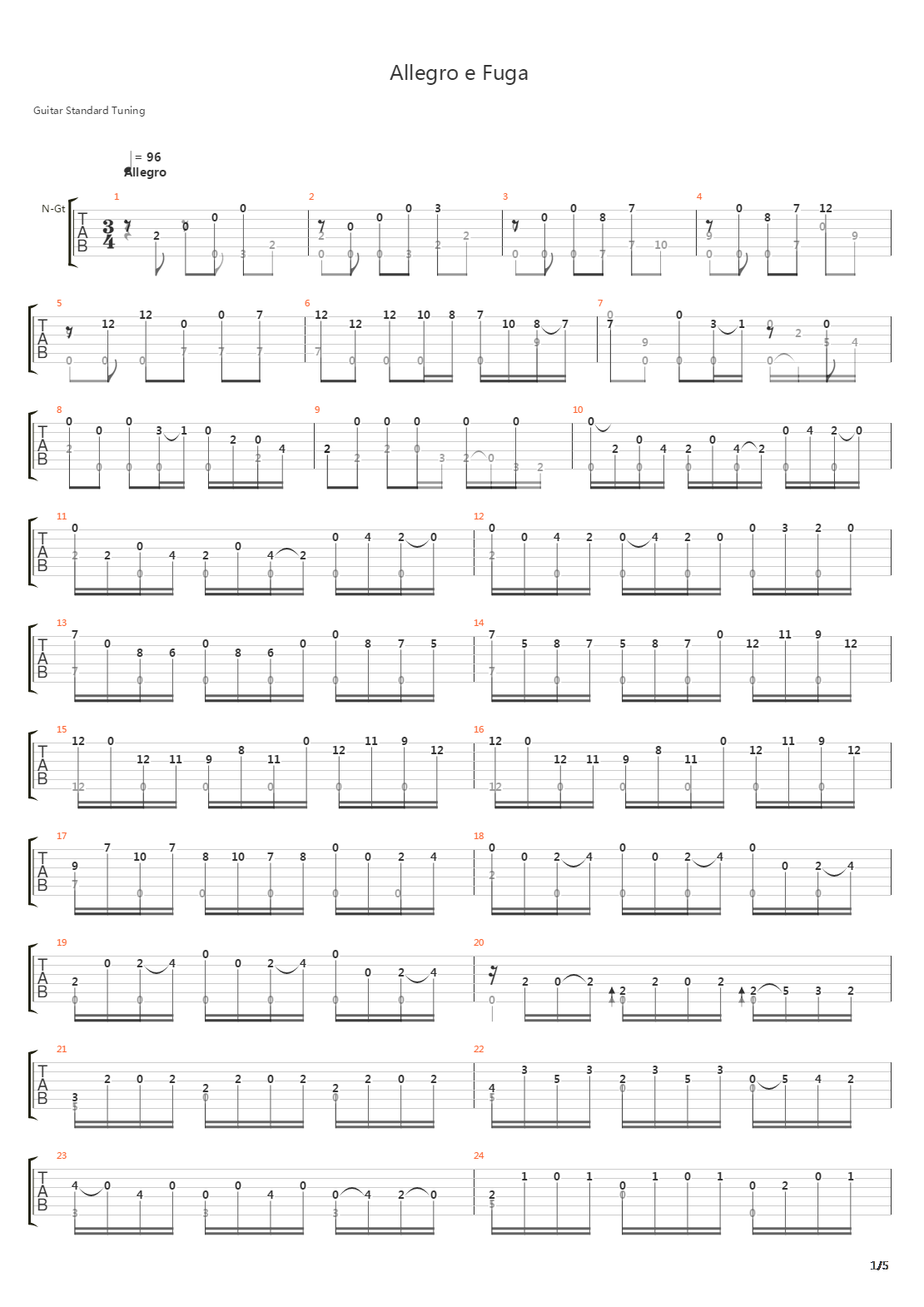 Allegro E Fuga吉他谱