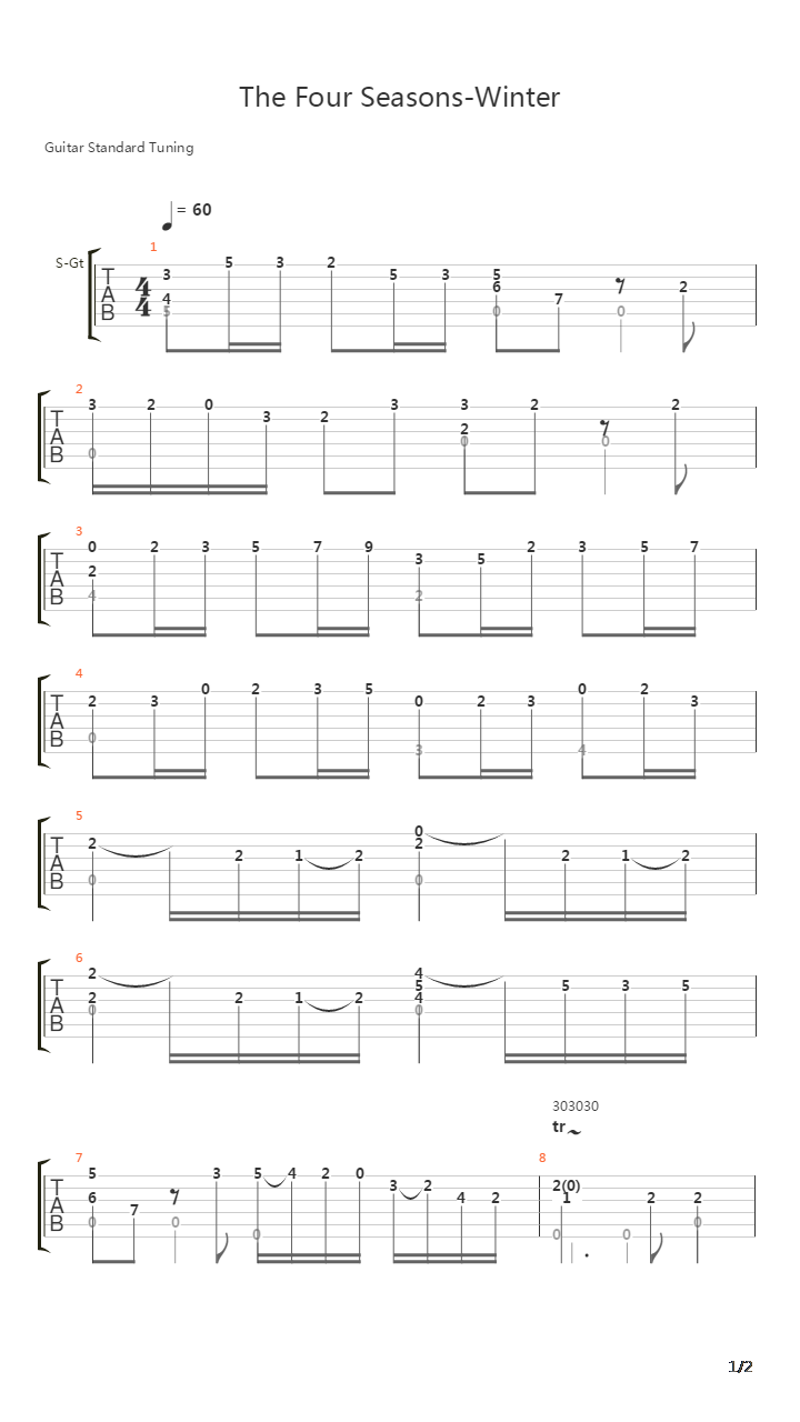 The Four Seasons-Winter吉他谱