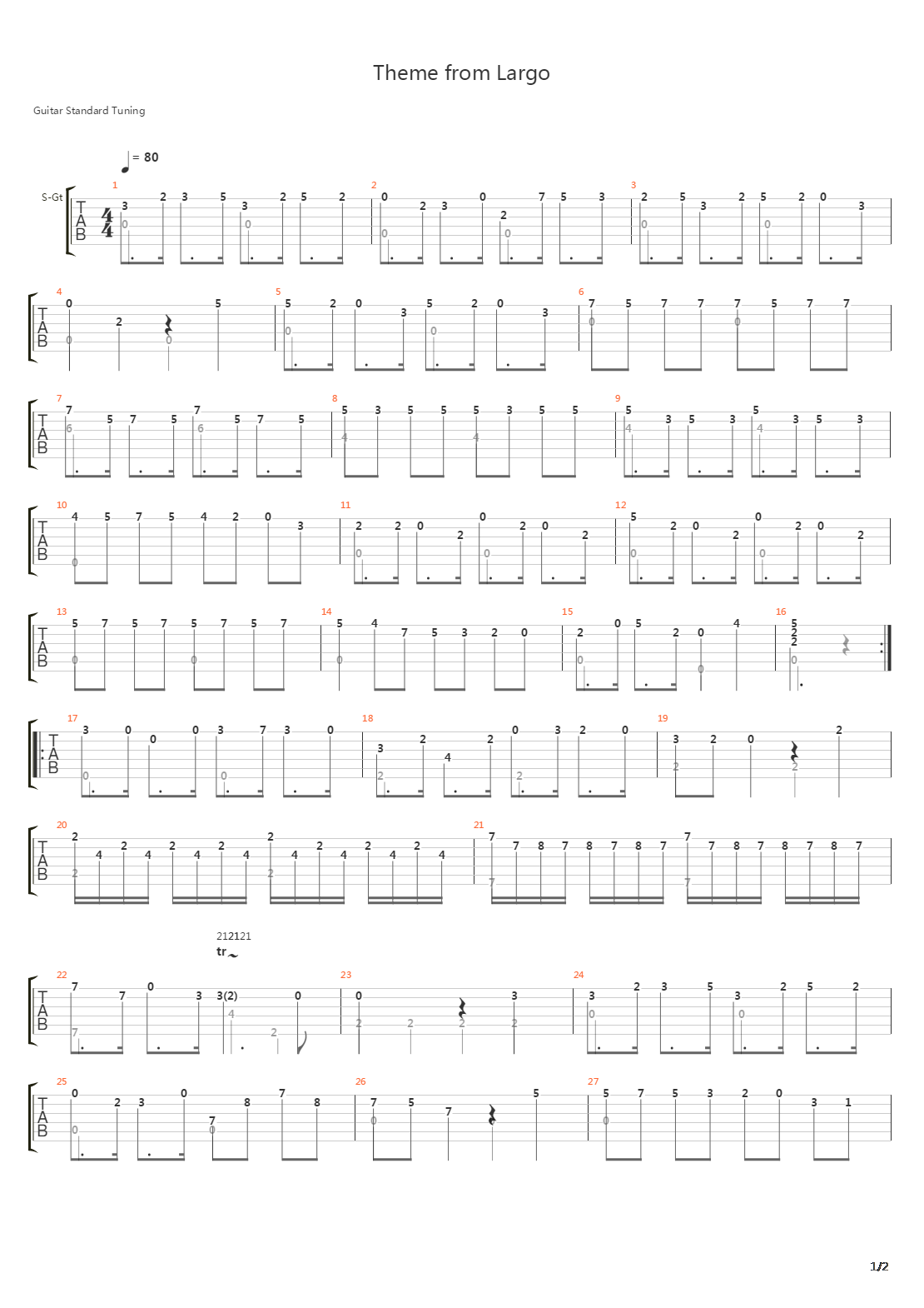 Theme from Largo吉他谱