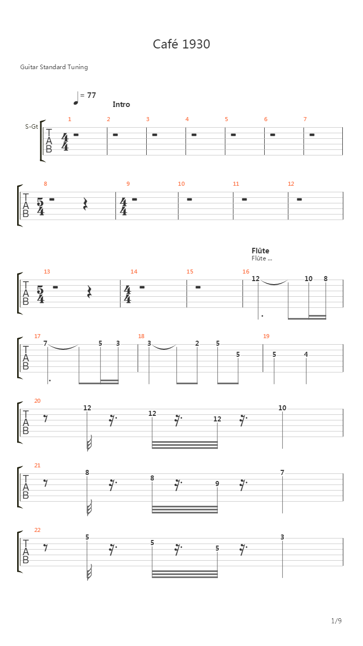 Cafe 1930吉他谱