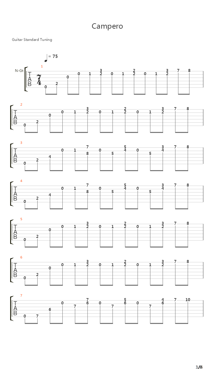 Campero吉他谱