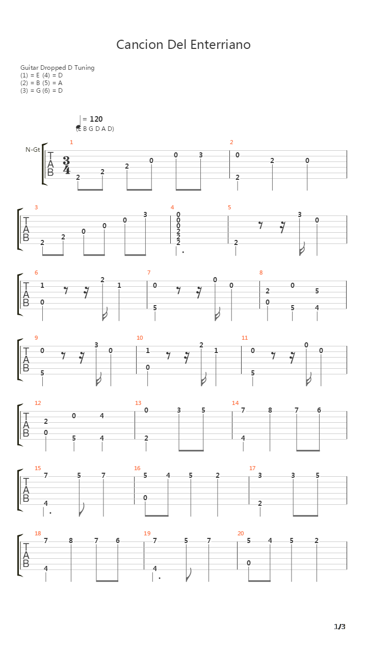 Cancion del Enterriano吉他谱