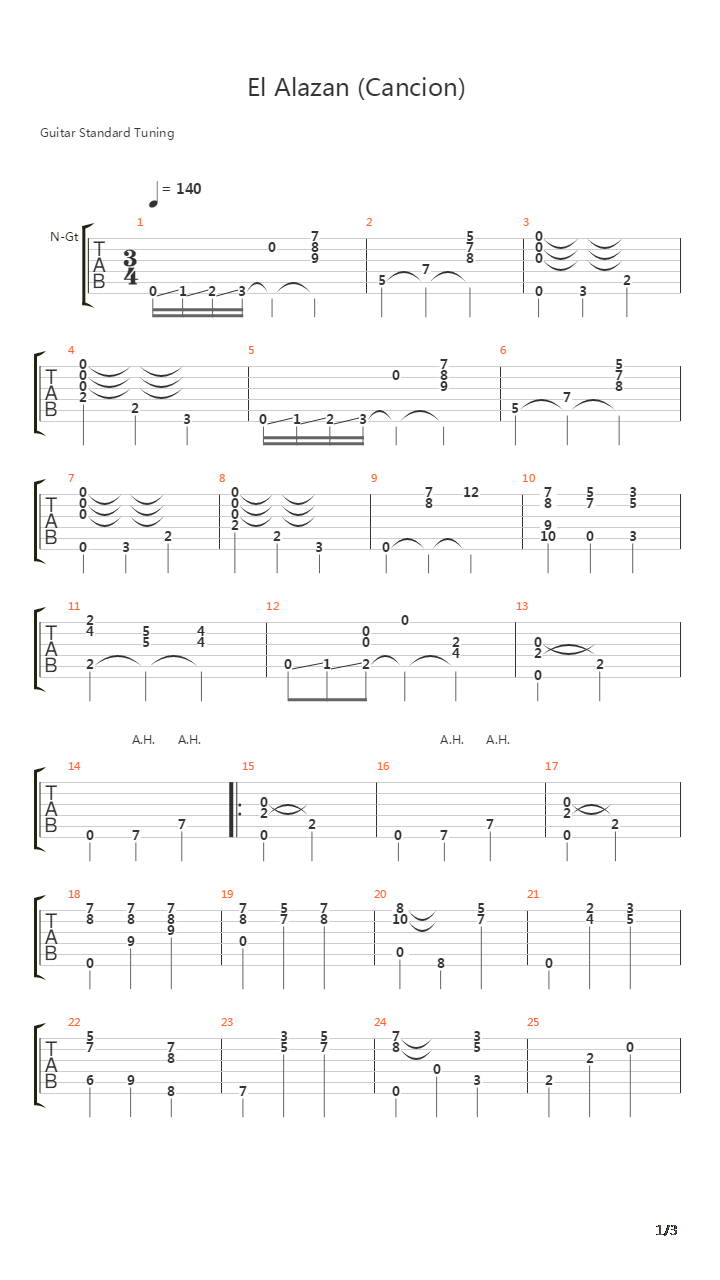 El Alazan吉他谱