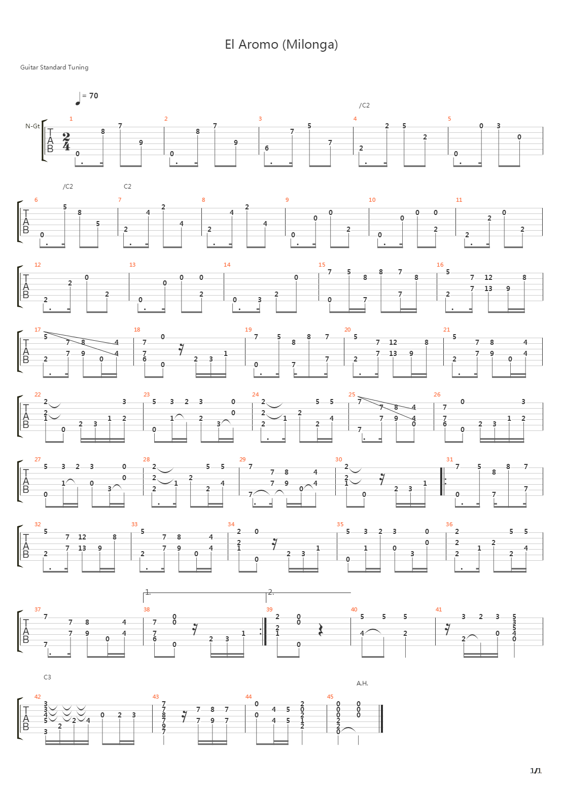 El Aromo吉他谱