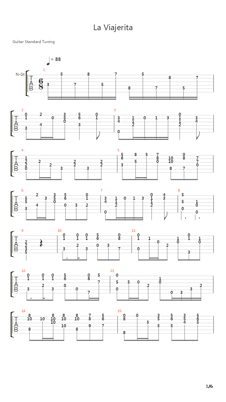 La Viajerita吉他谱
