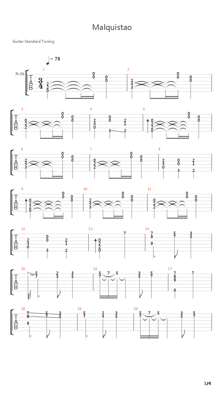 Malquistao吉他谱