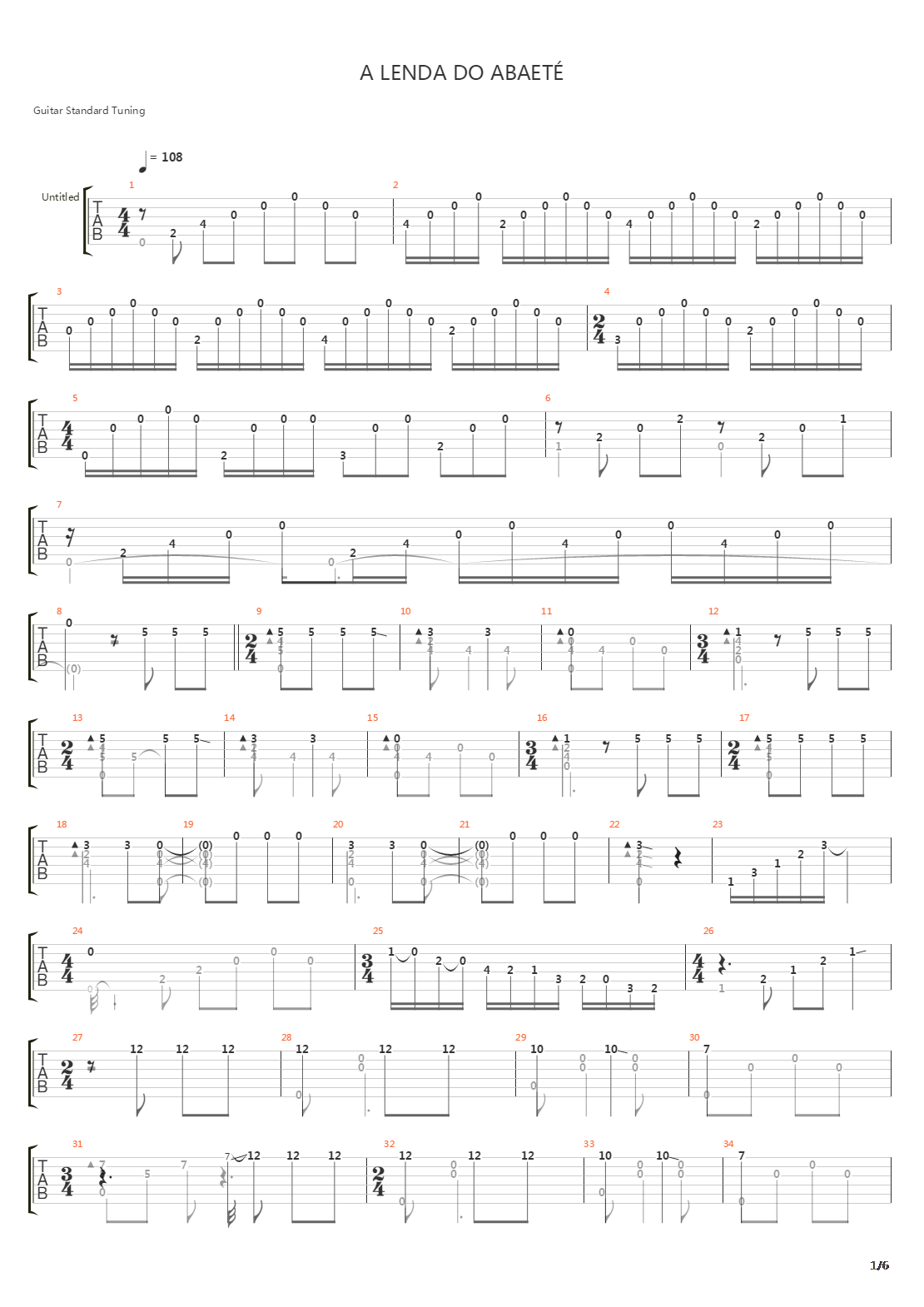 A Lenda Do Abaete吉他谱