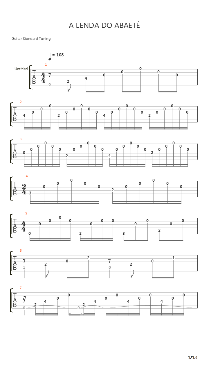 A Lenda Do Abaete吉他谱