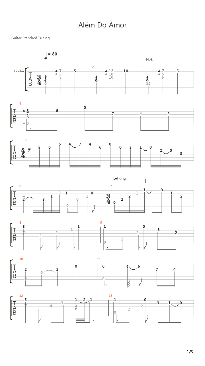 Alem Do Amor吉他谱