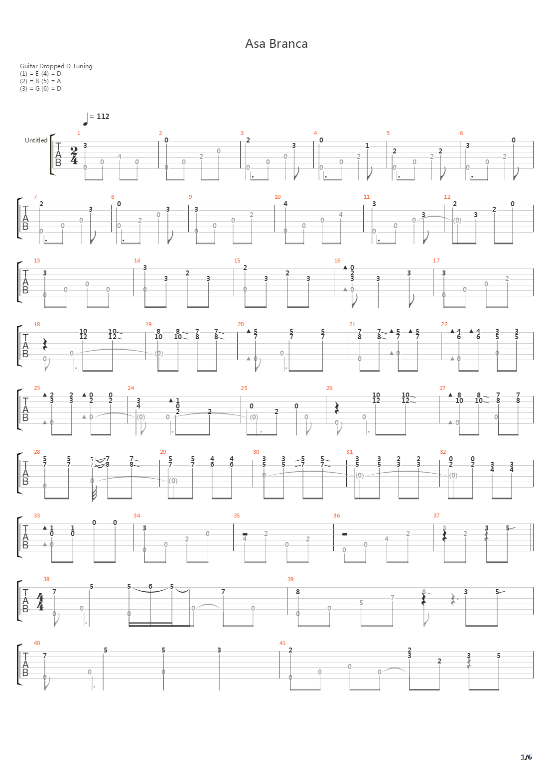 Asa Branca吉他谱