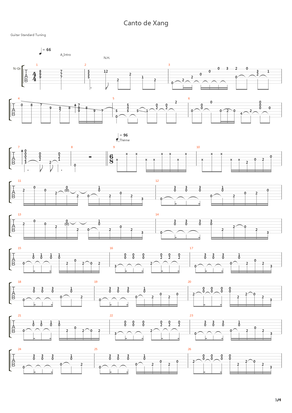 Canto de Xang吉他谱