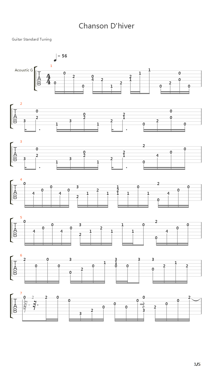 Chanson D'hiver吉他谱