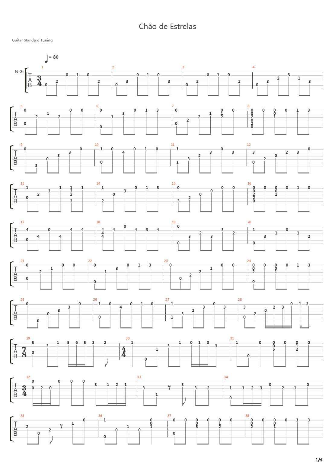 Chao De Estrelas吉他谱