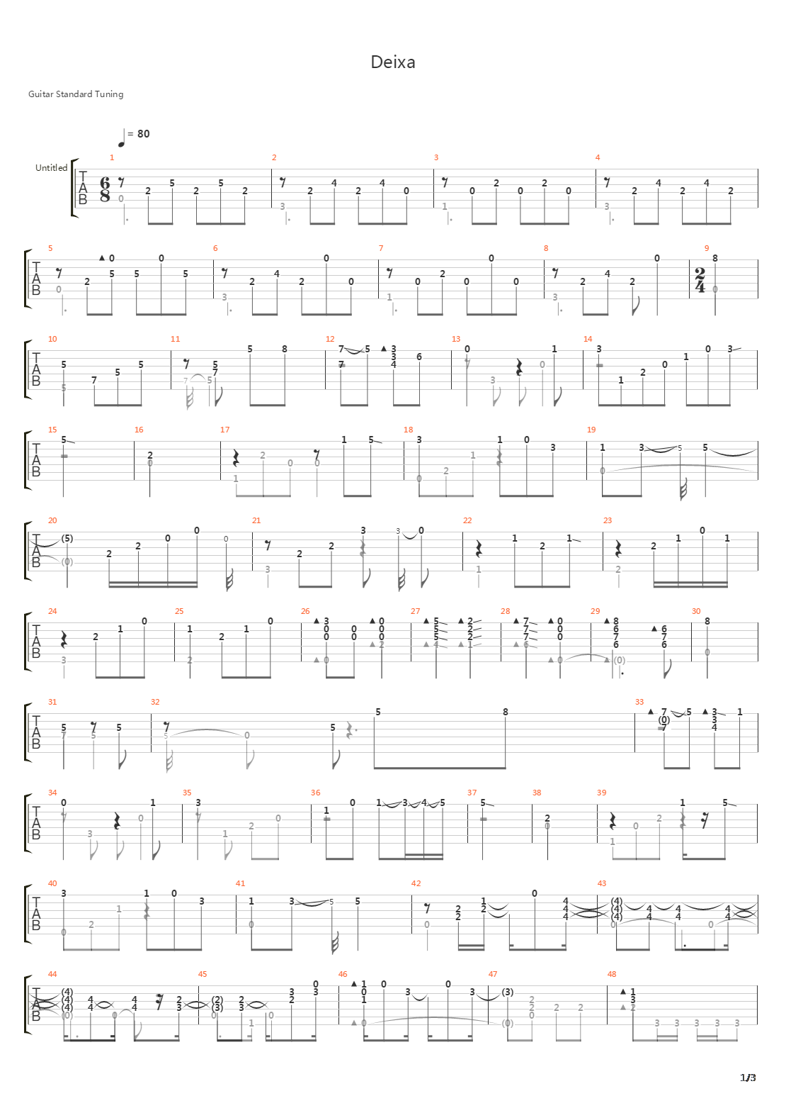 Deixa吉他谱