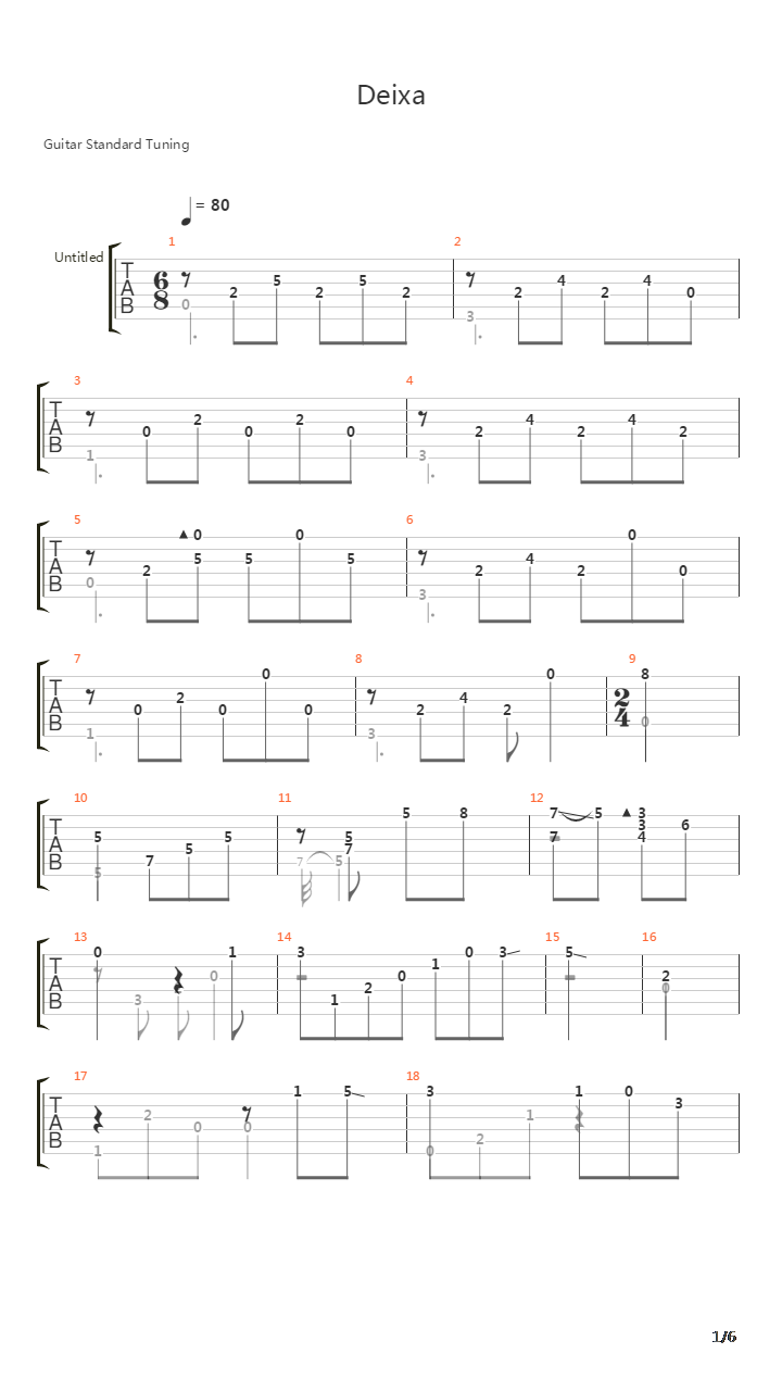 Deixa吉他谱