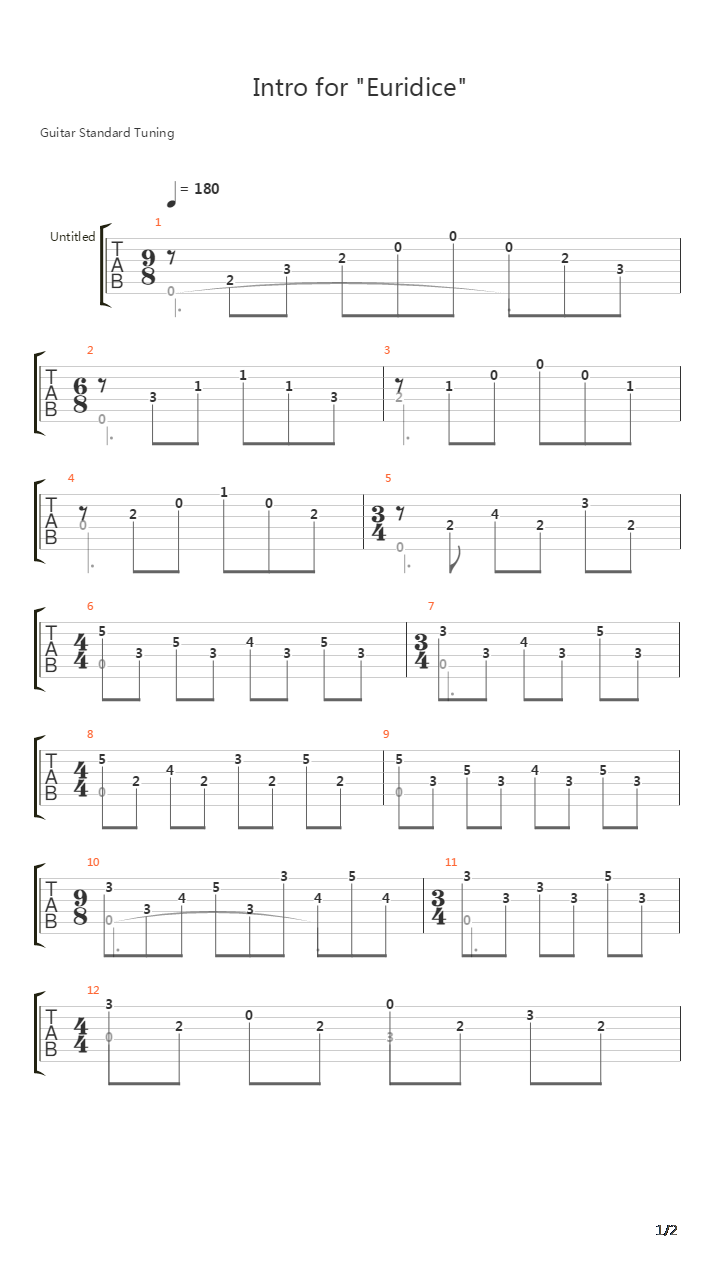 Euridice Intro 1970吉他谱