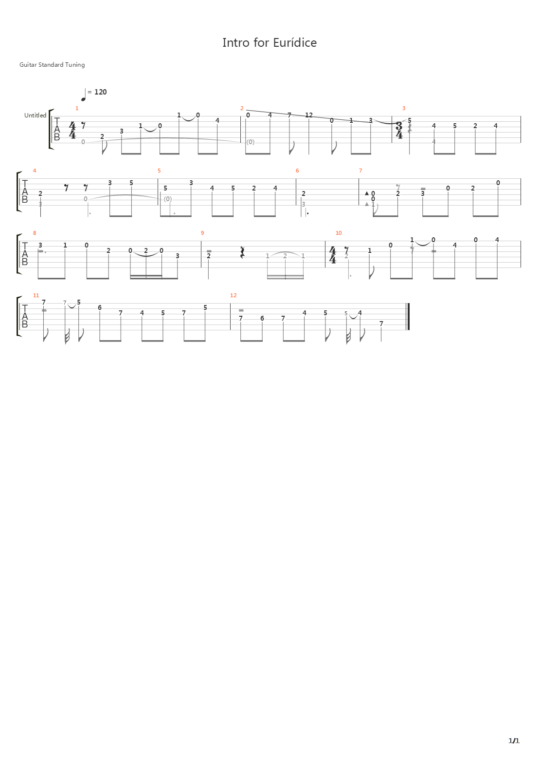 Euridice Intro 1979吉他谱