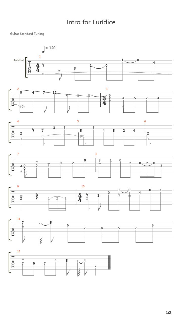 Euridice Intro 1979吉他谱