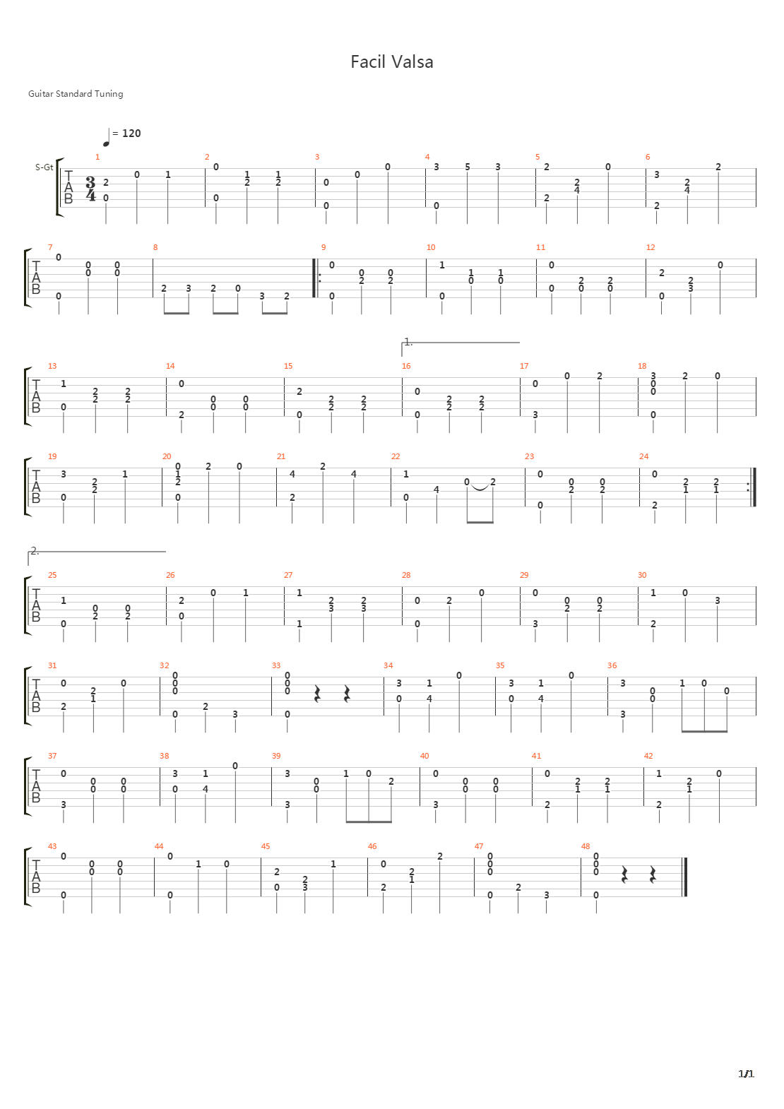 Facil Valsa吉他谱