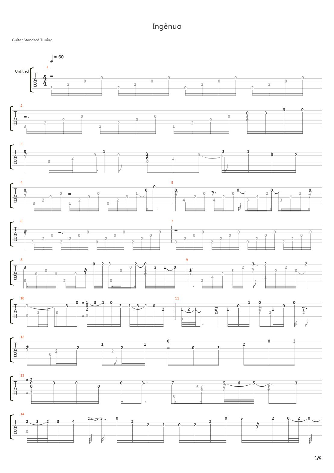 Ingenuo吉他谱