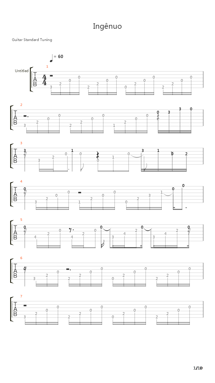Ingenuo吉他谱