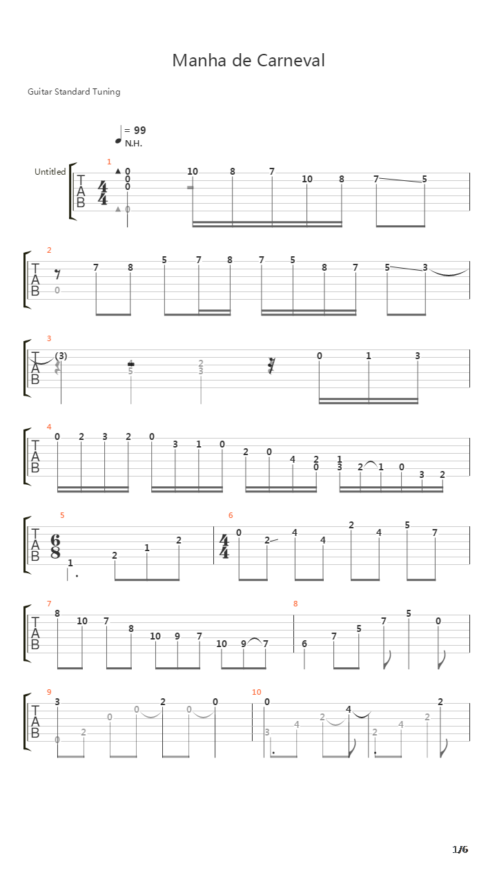 Manha De Carnaval 1970吉他谱