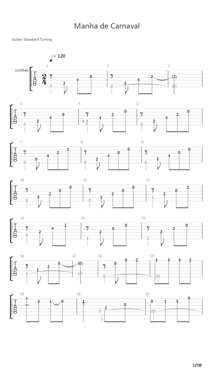 Manha De Carnaval 1971吉他谱