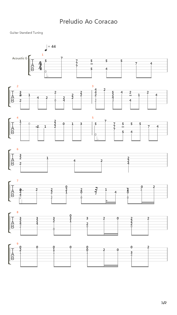 Preludio Ao Coracao吉他谱