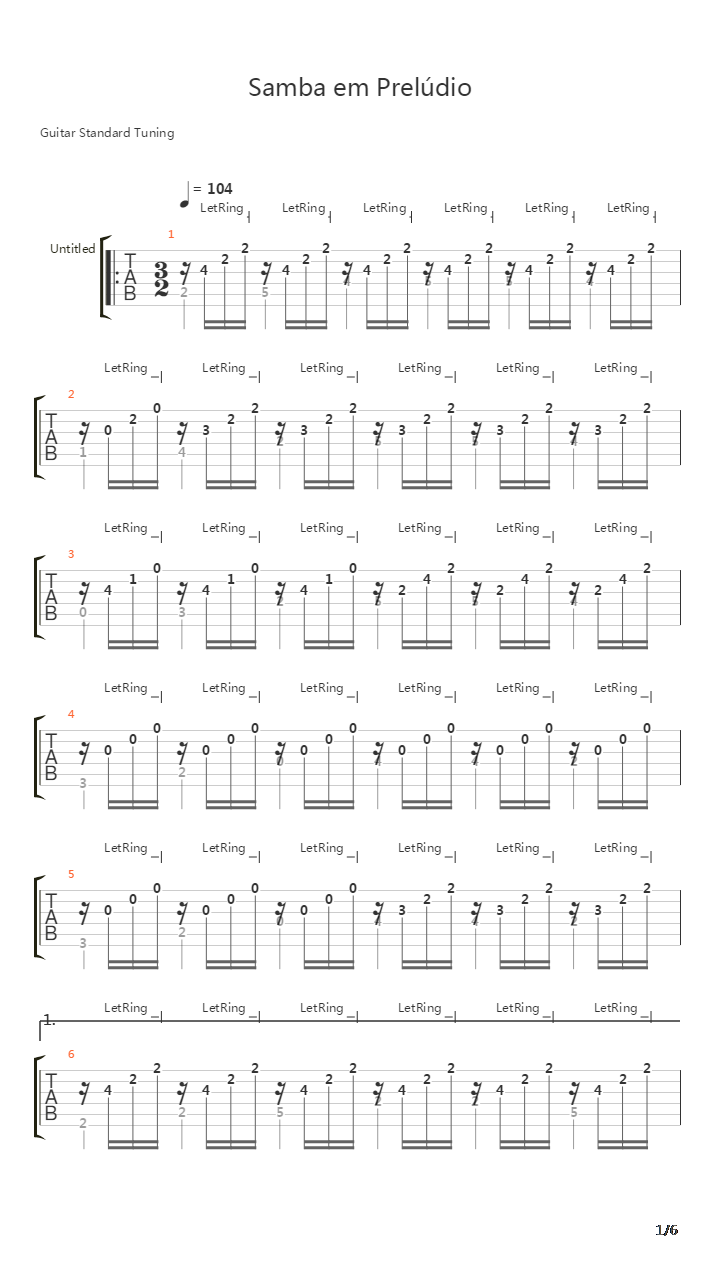 Samba Em Preludio 1964吉他谱