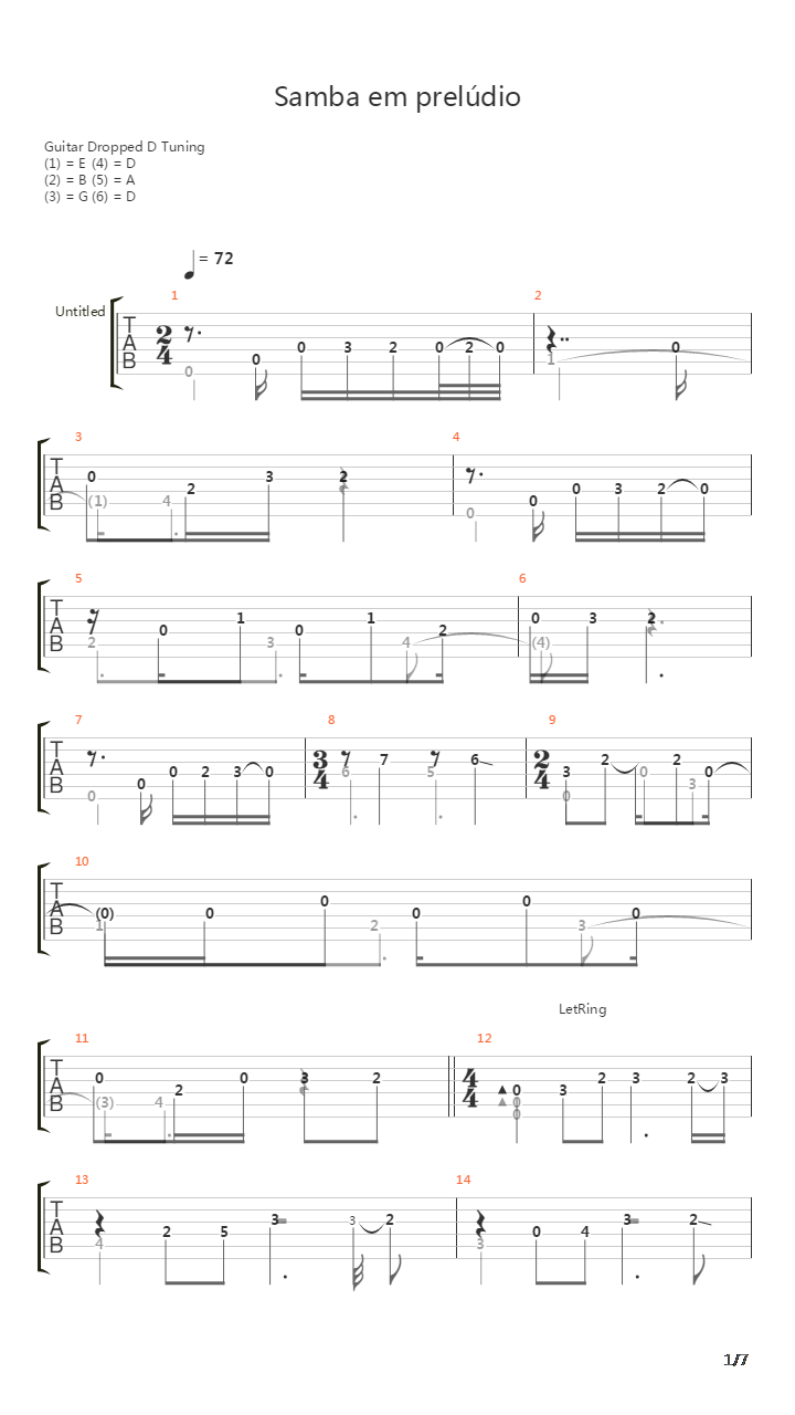 Samba Em Preludio 2000吉他谱