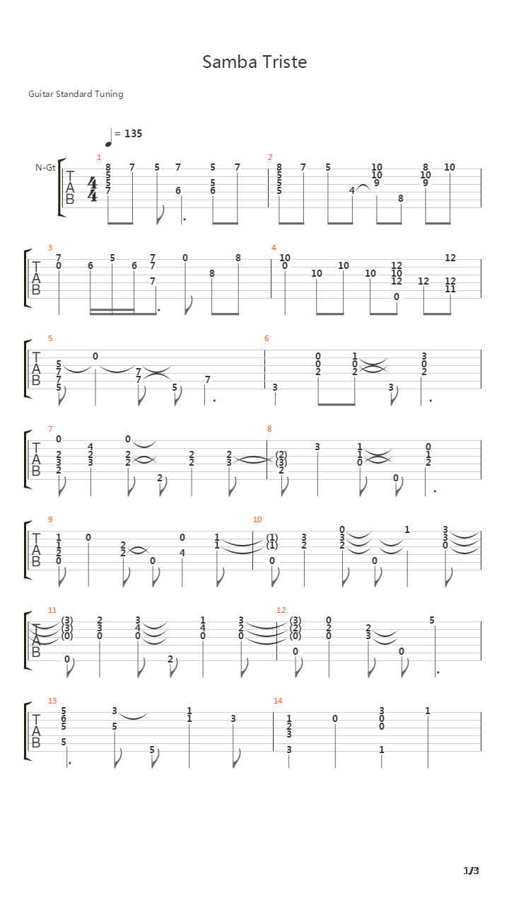 Samba Triste吉他谱