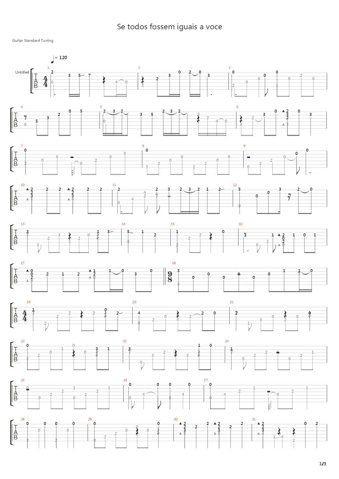 Se Todos Fossem Iguais A Voce 1979吉他谱