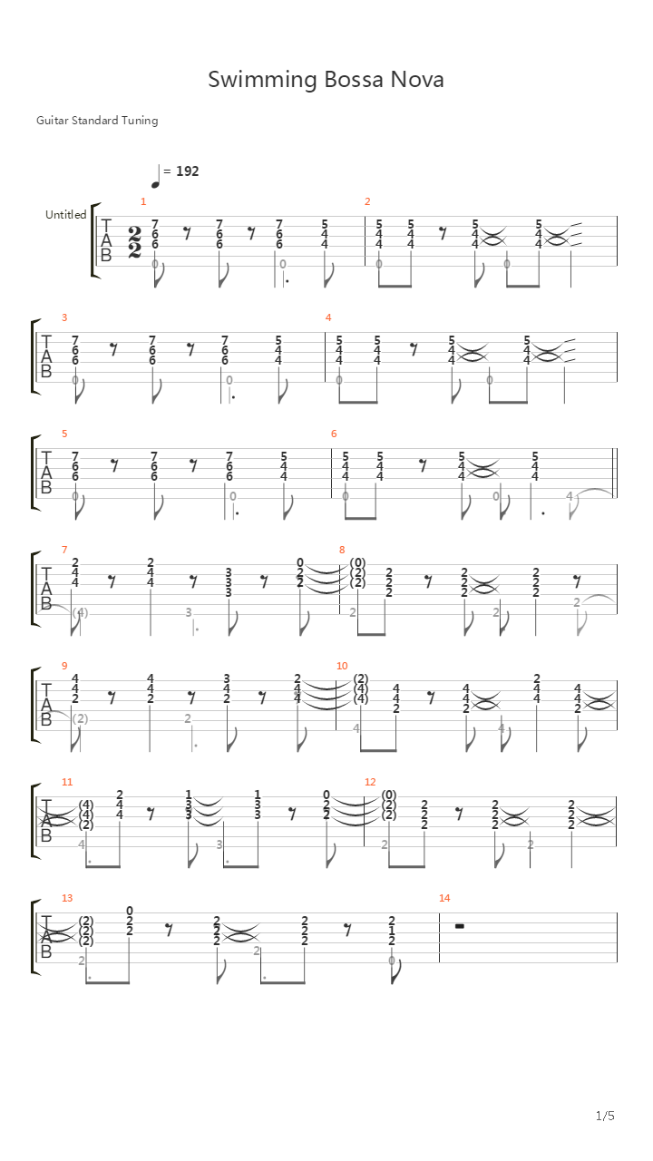 Swimming Bossa Nova吉他谱